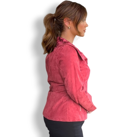 1990s Red Suede Roses Jacket - Picture 2 of 11